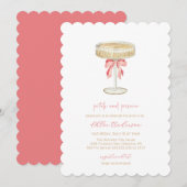 Invitation Pétales et Fête des mariées Champagne de Prosecco (Devant / Derrière)