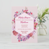 Invitation Pétales Et Fête des mariées Florale De Prosecco (Debout devant)