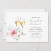 Invitation Pétales et Fêtes des mariées de poursuites rose et (Devant)