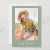 Invitation Pétales et parquet Sage Vert Fleur sauvage Photo (Dos)