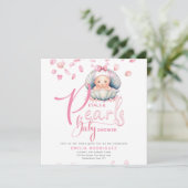 Invitation Pétales et perles Pink Baby Girl Douche (Debout devant)