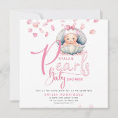 Invitation Pétales et perles Pink Baby Girl Douche (Devant)
