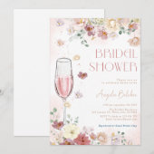 Invitation Pétales et poursuites avec Fête des mariées Fleur  (Devant / Derrière)