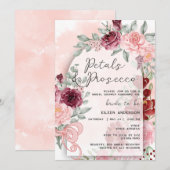 Invitation Pétales et Procuco Roses roses roses Fête des mari (Devant / Derrière)