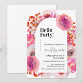 Invitation Pétales et procureurs | Elégant 40ème anniversaire (Devant / Derrière)