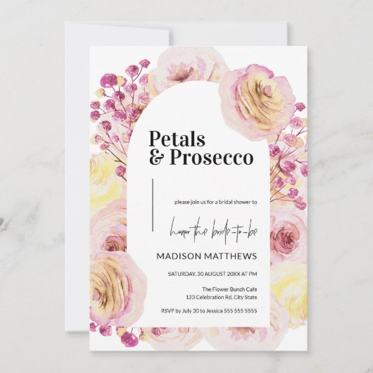 Invitation Pétales et Prosecco Fête des mariées de printemps (Devant)