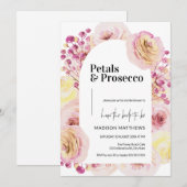 Invitation Pétales et Prosecco Fête des mariées de printemps (Devant / Derrière)