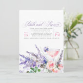 Invitation Pétales et Prosecco Fête des mariées florale pourp (Debout devant)