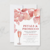Invitation Pétales et Prosecco Fête des mariées florale rose  (Devant)