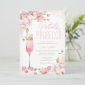 Invitation Pétales et Prosecco Fête des mariées florale rose (Debout devant)