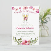 Invitation Pétales et Prosecco Fête des mariées florale rose  (Debout devant)