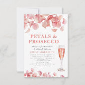 Invitation Pétales et Prosecco Fête des mariées florale rose  (Devant)