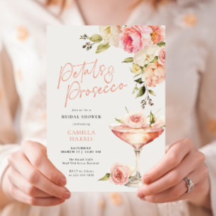 Invitation Pétales et Prosecco Fête des mariées florale rose