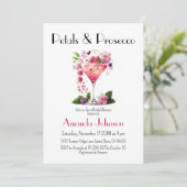 Invitation Pétales et Prosecco Fête des mariées florale rose (Debout devant)