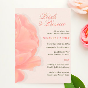Invitation Pétales et Prosecco Floral Fête des mariées rose p