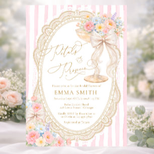 Invitation Pétales et Prosecco Jardin Floral Shower de Mariée