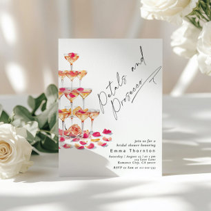 Invitation Pétales et Prosecco minima Fête des mariées modern
