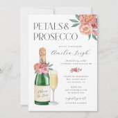 Invitation Pétales et prosecco rose floral (Devant)