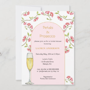 Invitation Pétales et Prosecco Rose & Or Fête de Mariage