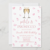 Invitation Pétales et Prosecco Rose Pétales Anniversaire (Devant)
