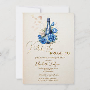 Invitation Pétales et prosecco Roses bleues Champagne