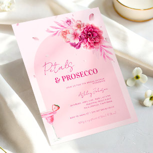 Invitation Pétales et Prosecco Script rose Fête des mariées f