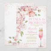 Invitation Pétales et Prosecco Vin rose Fête des mariées flor (Devant / Derrière)