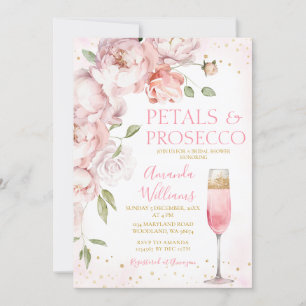 Invitation Pétales et Prosecco Vin rose Fête des mariées flor