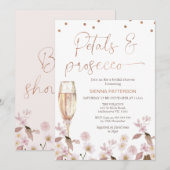 Invitation Pétales Fleur sauvage roses et Fête des mariées du (Devant / Derrière)