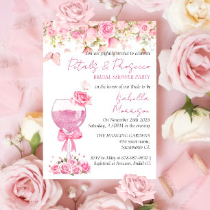 Invitation Pétales florales roses et Fête des mariées de pour