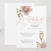 Invitation Pétales florales roses et Fête des mariées de Pros (Devant / Derrière)