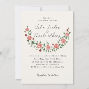 Invitation Pétales Floraux de Rose Sauvage Mariage Affaire de