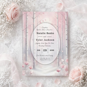 Invitation Pétales givrés dans un mariage en forêt hivernale
