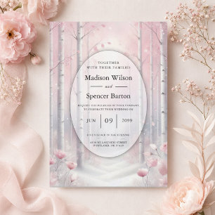 Invitation Pétales givrés dans un mariage en forêt hivernale