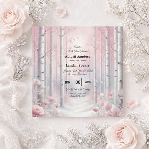 Invitation Pétales givrés dans un mariage forestier hivernal
