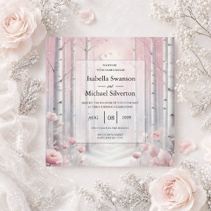 Invitation Pétales givrés dans un mariage forestier hivernal