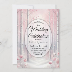 Invitation Pétales givrés dans un mariage forestier hivernal