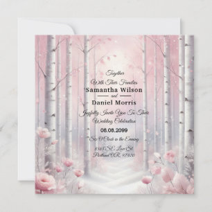 Invitation Pétales givrés dans un mariage forestier hivernal