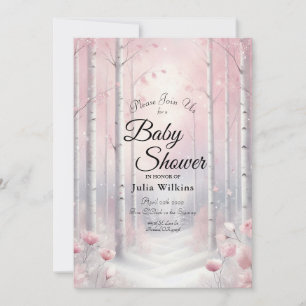 Invitation Pétales givrés dans une Baby Shower de forêt hiver