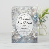 Invitation Pétales neigeuses en fleur gelée Soir de Noël Dîne (Debout devant)