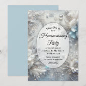 Invitation Pétales neigeux dans Fleur de Fleur gelée Fête de  (Devant / Derrière)