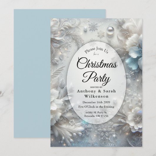 Invitation Pétales neigeux dans Fleur de Noël de Fleur gelée (Devant / Derrière)