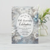 Invitation Pétales neigeux de l'année éditable en fleur Anniv (Debout devant)