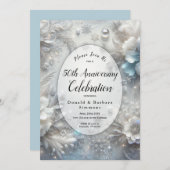 Invitation Pétales neigeux de l'année éditable en fleur Anniv (Devant / Derrière)