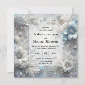 Invitation Pétales neigeux en Mariage de fleurs congelées (Devant)