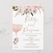 Invitation Pétales Prosecco Boho Blush Fête des mariées flora (Devant / Derrière)