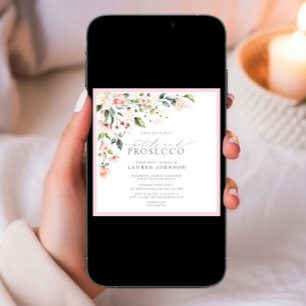 Invitation Pétales & Prosecco Elegant Rose Floral Douche