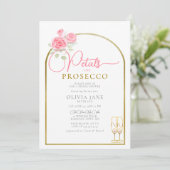 Invitation Pétales Prosecco Flora Boho Gold Arch Fête des mar (Debout devant)