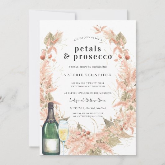 Invitation Pétales & Prosecco | Réception de mariage Champagn (Devant)
