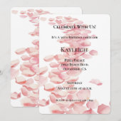 Invitation Pétales rose romantique Floral Anniversaire (Devant / Derrière)